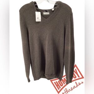 Men's V-Neck Sweater - Olive Green